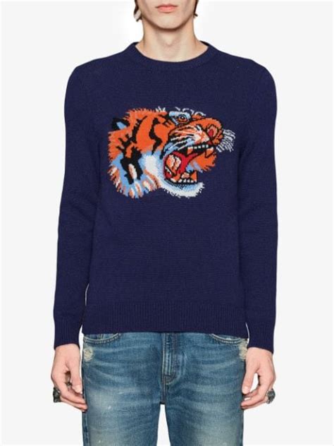 maglione gucci tigre uomo|Gucci Maglione in lana con intarsio tigre .